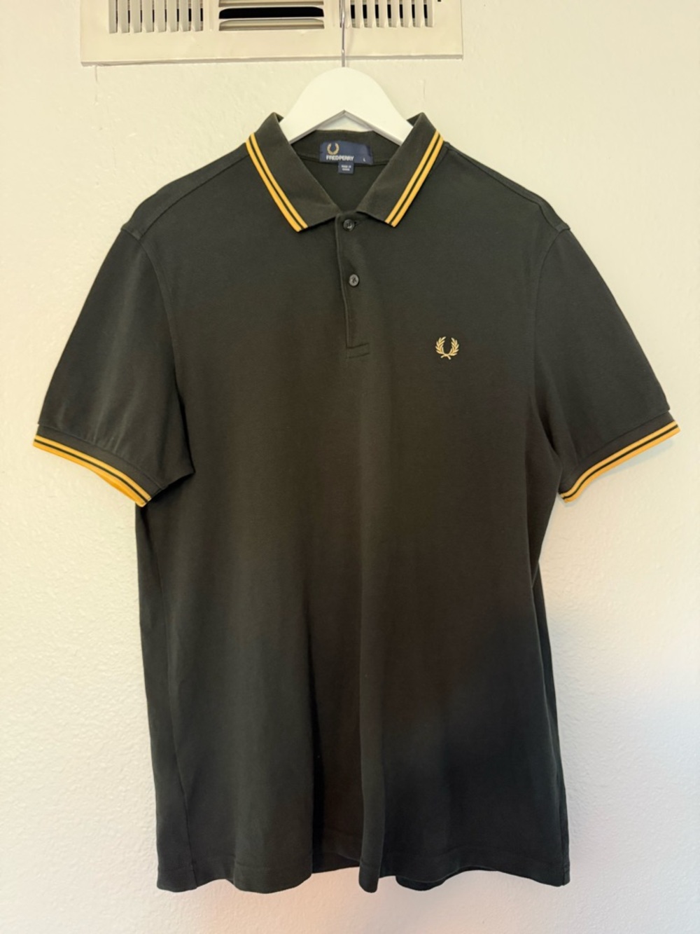 Fred Perry Black Polo with Yellow Twin Tipping